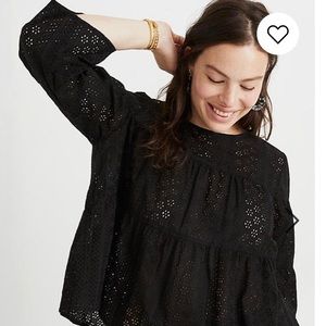 New XXS Madewell Tiered Eyelet Blouse